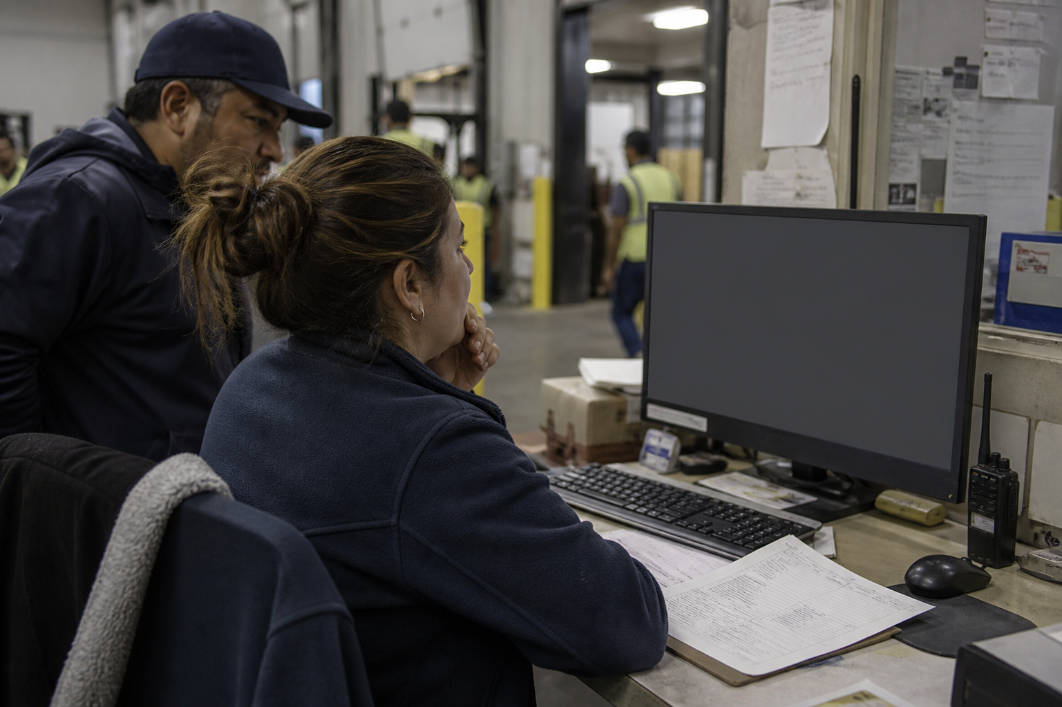 Operations lead working at a logistics control desk